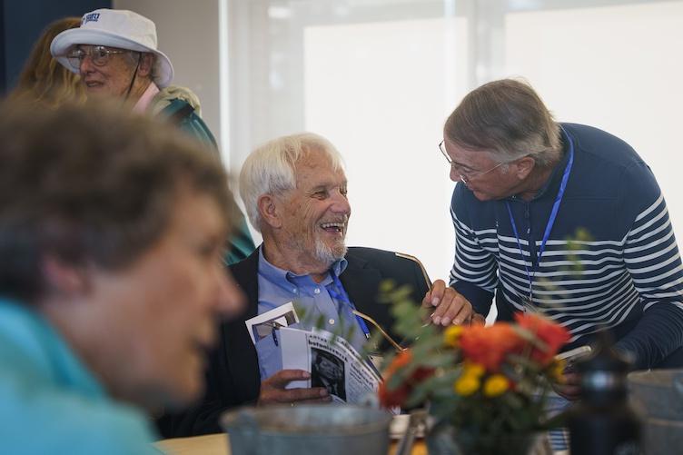 A conversation at a table during reunion